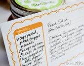 Printable Custom Recipe Cards - Scallop Design for Favors and Gifts