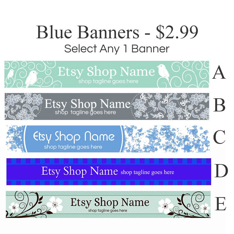 Shop Banners - Blue Etsy Banners Selections 1