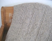 AFGHAN Hand Knit WOOL Birch Tweed 50 x 68 Sabina (not currently in inventory)