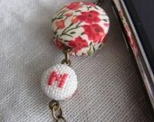 Cell phone charm - dust proof plug with LIBERTY and hand embroidery