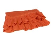 Embroidered Ruffle End Scarf Dupatta - Hand-dyed Cotton - Naturally Dyed Madder Orange