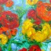 large impasto Abstract Poppy original oil painting garden landscape contemporary palette knife wrap 24 x 48 janice trane jones