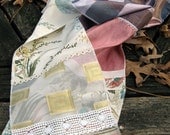 Breezy Color-blocked Silk Scarf with VintageThai Silk and Lace Details