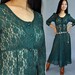80s dress vintage LACE Dress / Romantic Sheer Dress / Long Maxi Dress Emerald Green Lace Dress XXS / XS