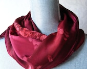 Deep Burgundy Reds Hand Dyed Crepe Silk Scarf