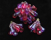 West German Pink and Purple Acrylic Crystal Dangling Demi