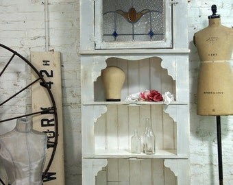 Painted Cottage Chic Shabby Dove Grey Handmade Farmhouse Cabinet cc379