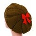 Olive Green French Beret with Red Felt Ribbon Pin
