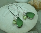 Elegant sea glass earrings, bridal earrings, eco friendly, beach wedding, sea glass jewelry