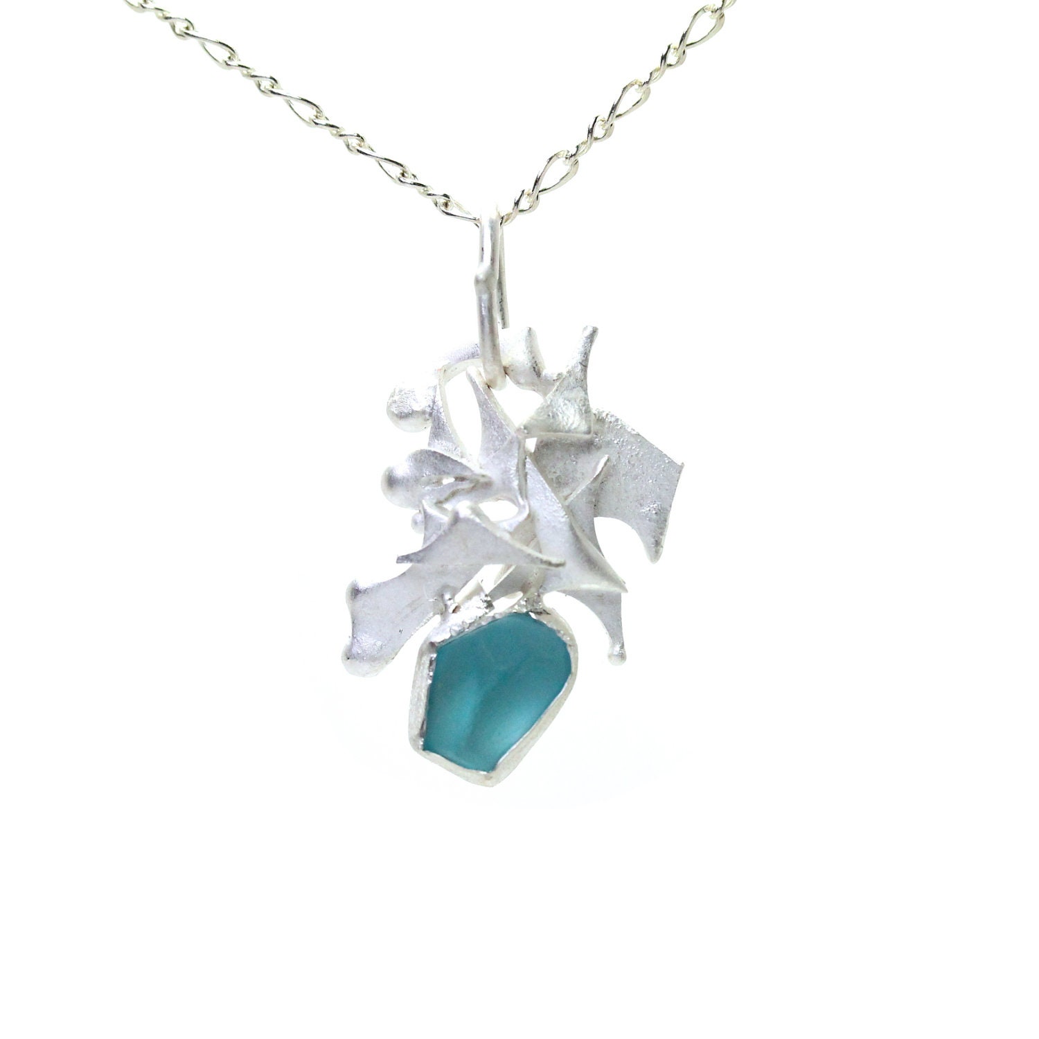 Raw Sky Blue Topaz Icy Silver Necklace - Ice Sculpture