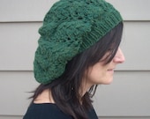 Green laced slouchy beret READY TO SHIP