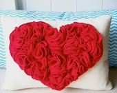 HEART - Blooming Red Heart Pillow - 14 x 19 inch