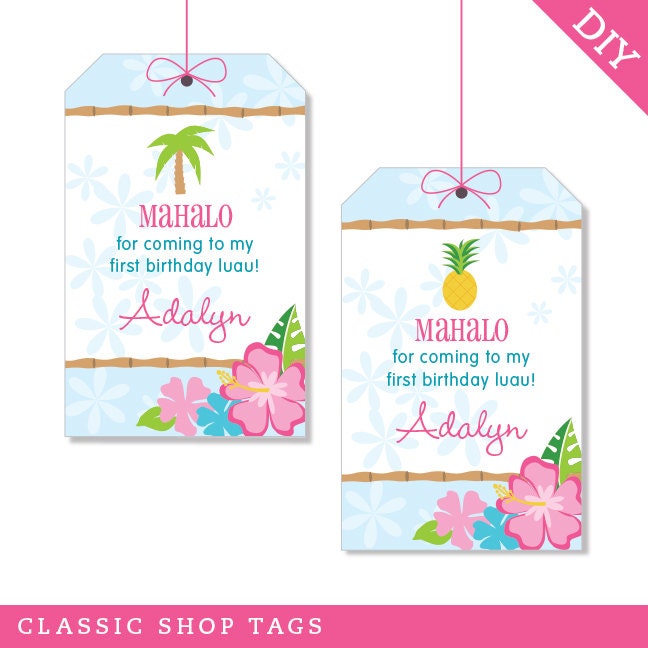 Luau theme party - Personalized DIY printable favor tags Il_170x135