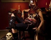 Steampunk Leather underbust Harness- Made To Order, Exile.Tan, black, brown. Airship crew, Pirate, Cosplay, LARP, Dieselpunk, Anime, Costume