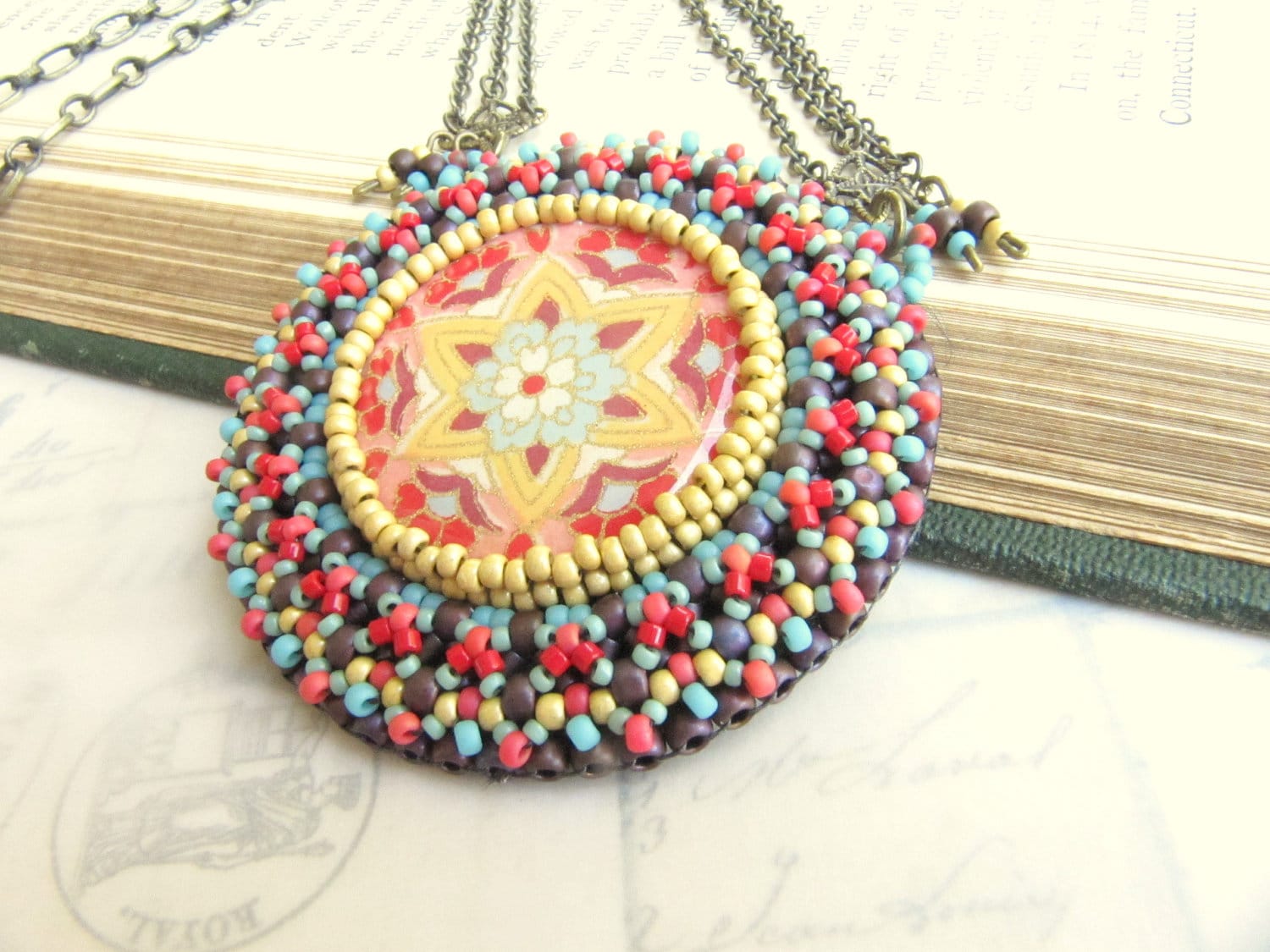 Beadwoven Mandala Pendant