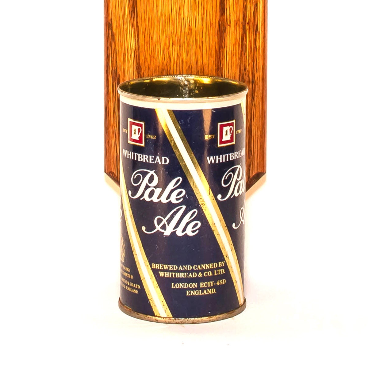 Whitbread Wall Mounted Bottle Opener with Vintage London England Beer Can Cap Catcher
