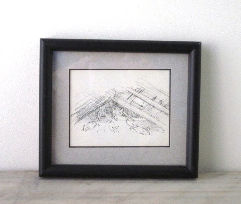 Cat and Mice Sketch Framed and Matted