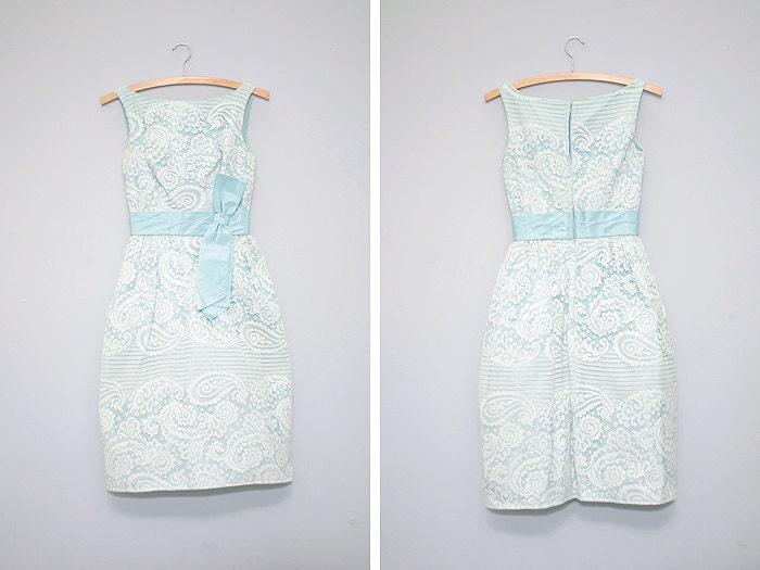 50s Lace Overlay Dress With Bow- XS/S