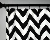 Curtain - Drape- One panel in Black and White 50x84 Rod Top or Ring Clips