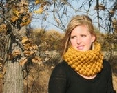 Crochet Cowl. Crochet Scarf. Chunky Cowl. Yellow Cowl. Yellow Neckwarmer. Crochet Neckwarmer. Bulky Cowl. Made to Order.