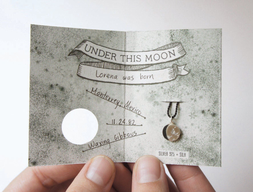 UNDER THIS MOON / Bracelet - Customized lunar phase charm of your special night in silver and silk, astronomy, black, red, crescent
