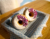 Food Jewelry Vanilla Frosted Sprinkles Donut Earrings