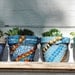 Mosaic set of six tile flower pots like a window box