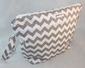 Diaper Clutch "Stow It All" Chevron Grey