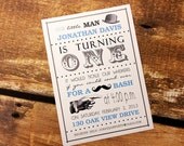 Vintage Mustache Bash, Shower or Party Invitation Deposit