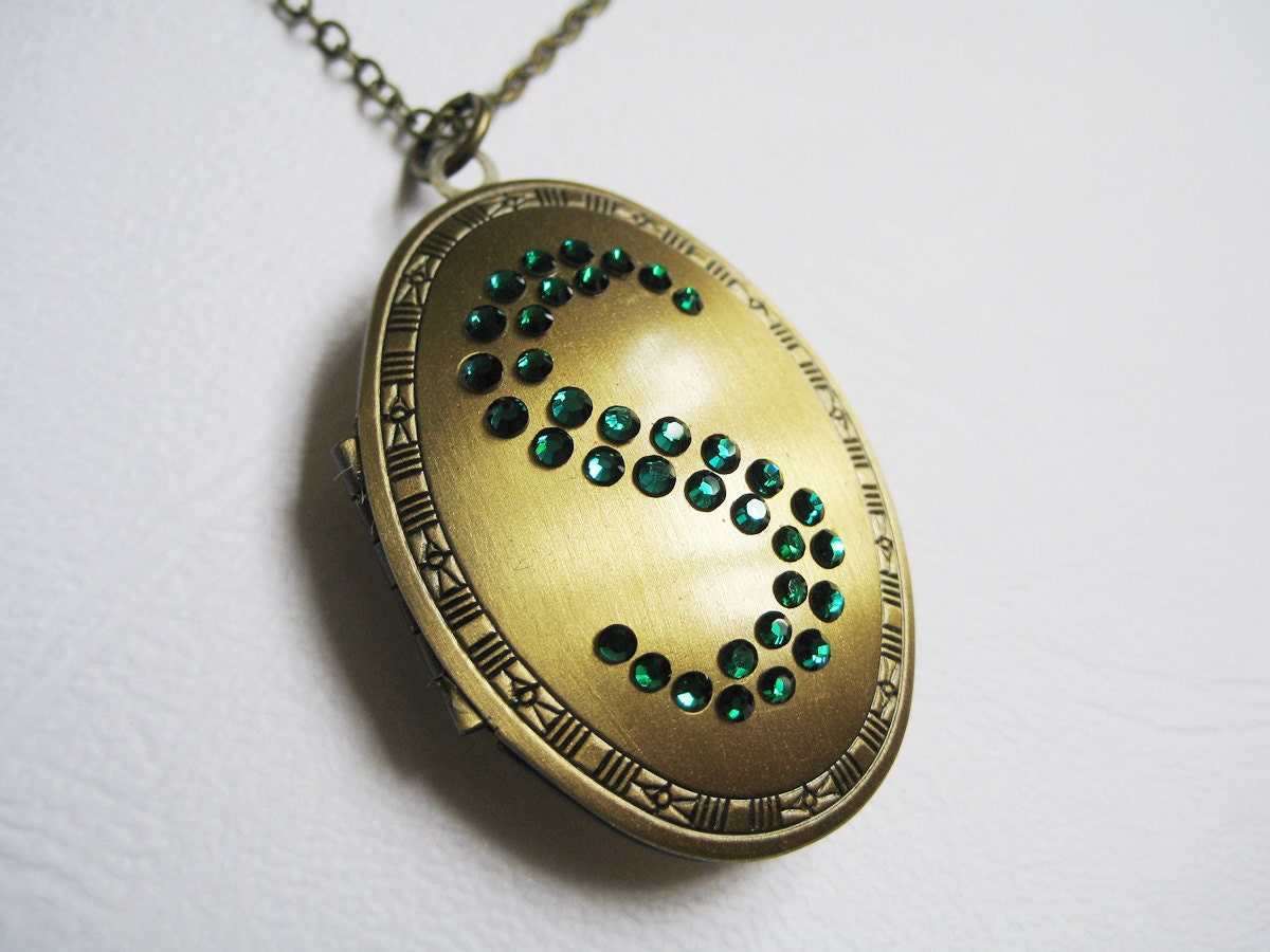 S Locket Necklace (with Swarovski Crystals)