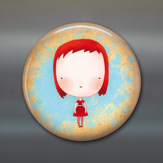 large fridge magnet, girl fridge magnet, little girl decor, kitchen decor, refrigerator magnet, big magnet  MA-107