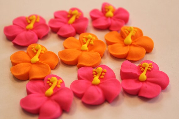 Hibiscus royal icing sugar flowers LOT of 100 Il_570xn