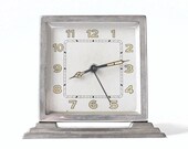 Antique alarm clock, old clock, retro clock, metal alarm clock 1930s