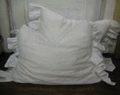 Side Ruffle Standard Shams - Washed Vintage White Linen - 2 Shams