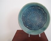 Vintage Inspired Frosty Blue ceramic doily wall hanging