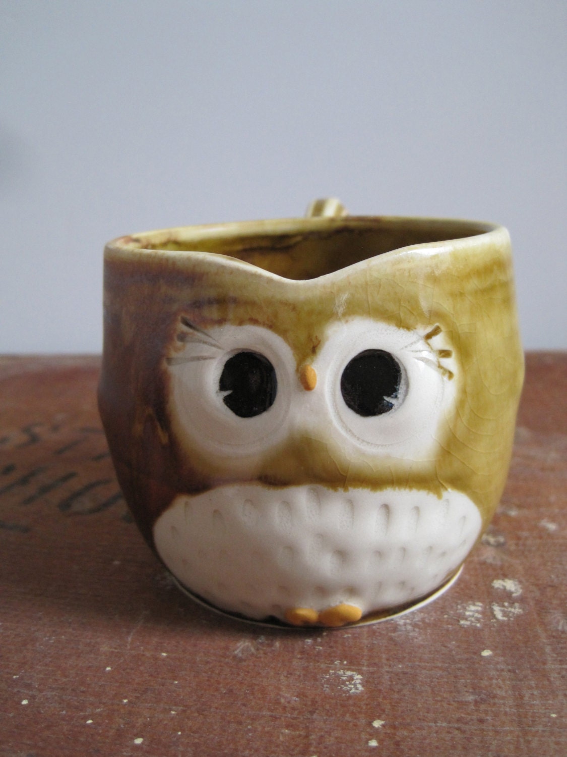 Hooter Owl Mug (Lexie) in Golden Honey Brown Handmade Stoneware - Ready to Ship