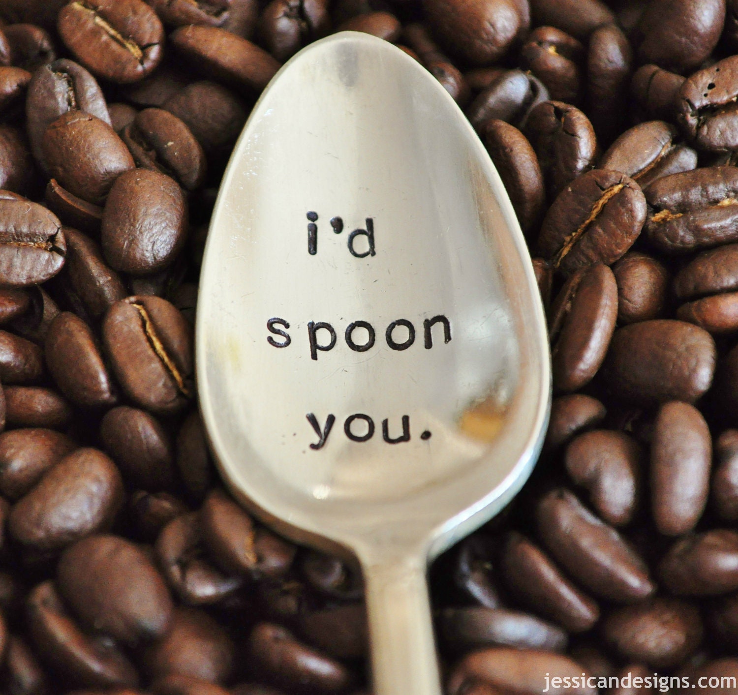 I'd Spoon You (TM) - Hand Stamped Vintage Coffee Spoon for COFFEE LOVERS.