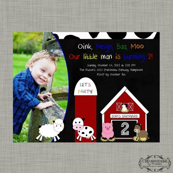 Farm Barnyard Birthday Party Invitation - Digital File Il_570xn