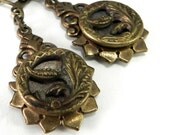 Antique Button Earrings, Earthy Vintage Blossom, Victorian Button Jewelry by Compass Rose Design