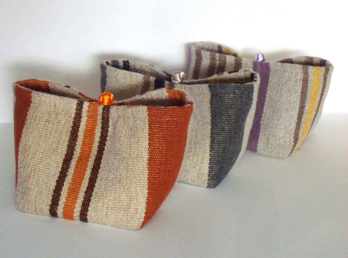 Fabric Bin in Weave Stripe / Brown Orange Oatmeal  Spice and Pumpkin / Black Gray Taupe and Moss Olive / Lilac Yellow Taupe and Gray