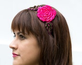 Bright Pink Rose Metal Headband