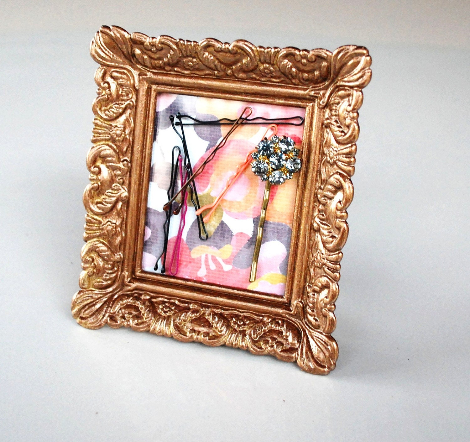 frame bobby pin holder for womens hair pins, womens hair clips, housewares, picture frame, gift for her