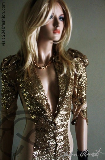 Catsuit Gold Sequin K Pop Super Hero Cosplay Costume Fashion Bodysuit - Unique Fashion - SPECIAL ETSY PRICE