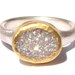 White Druzy Quartz Gemstone Ring - 24k Solid Gold and Silver Ring - Made to Order in Your Size.