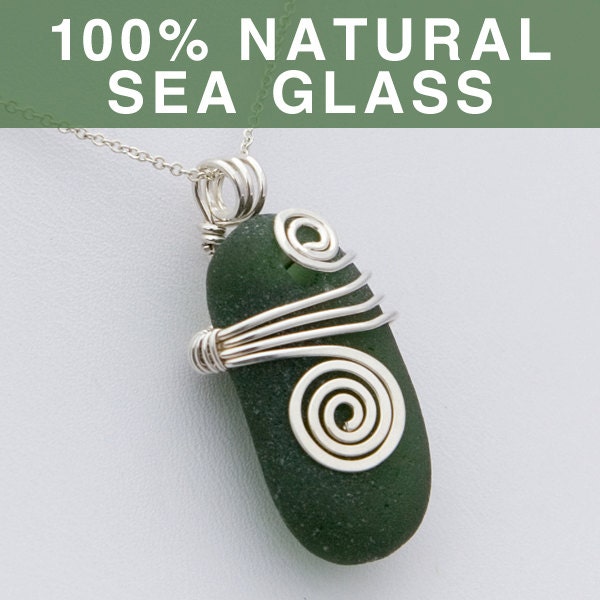 Hunter Green Sea Glass Pendant