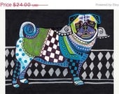 SALE ENDING - 11x14 Pug Angel Dog Art Modern Print Poster of Painting - Heather Galler