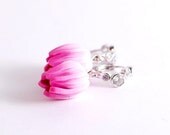 Fancy soft pink flower bud earrings with silver and crystal earwires