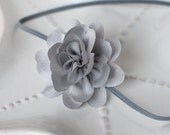 Silver Chiffon Flower Headband- Simple and Elegant for Newborn Photography