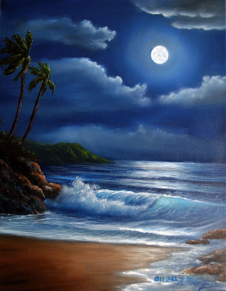 Original Oil Painting Tropical Midnight by artist Kathy McCartney