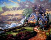 Oil Painting Rendition Thomas Kinkade by Kathy McCartney